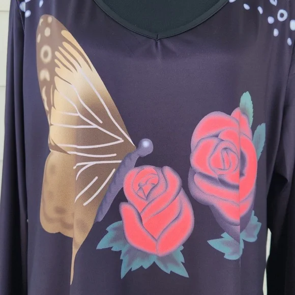 NEW Plus Size & Curve Butterfly Rose Print Above-the-knee ROSEGAL Dress (3X) - Picture 7 of 12